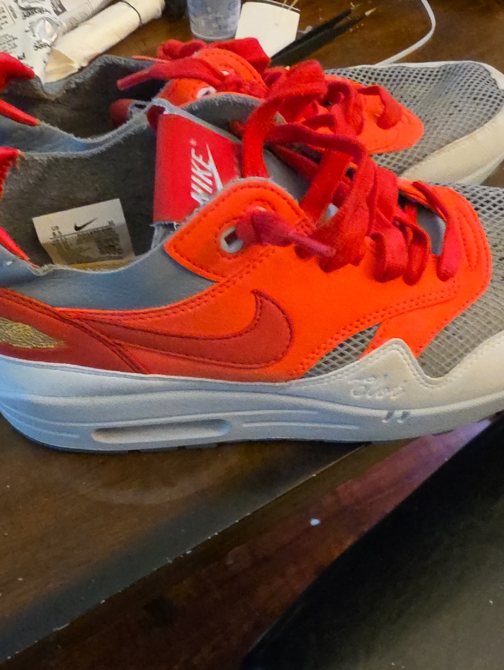 Nike Air Max  Bright Red and Gray Athletic Sneakers